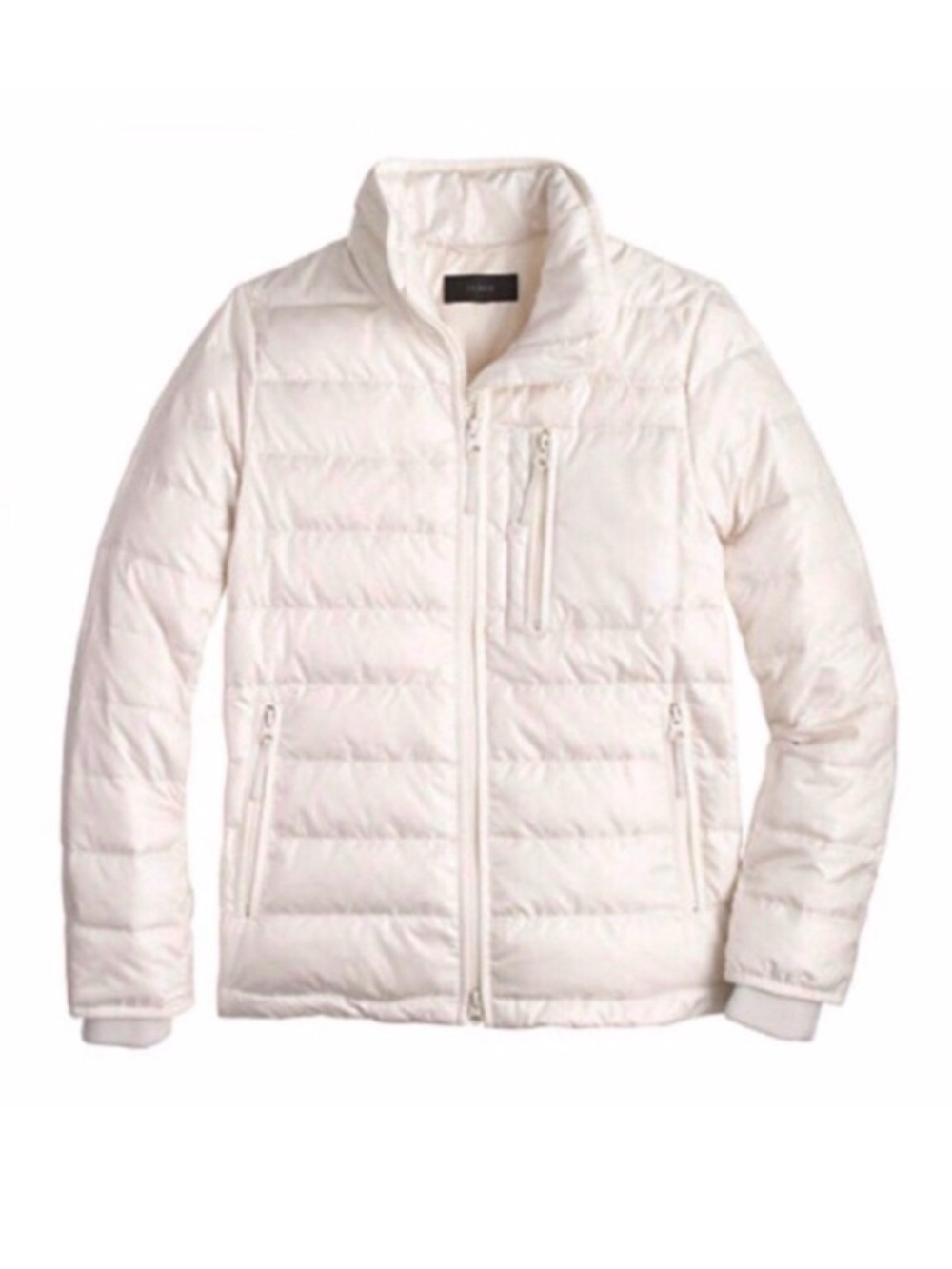 J.Crew Lightweight Zip-up Puffer Jacket in Cream